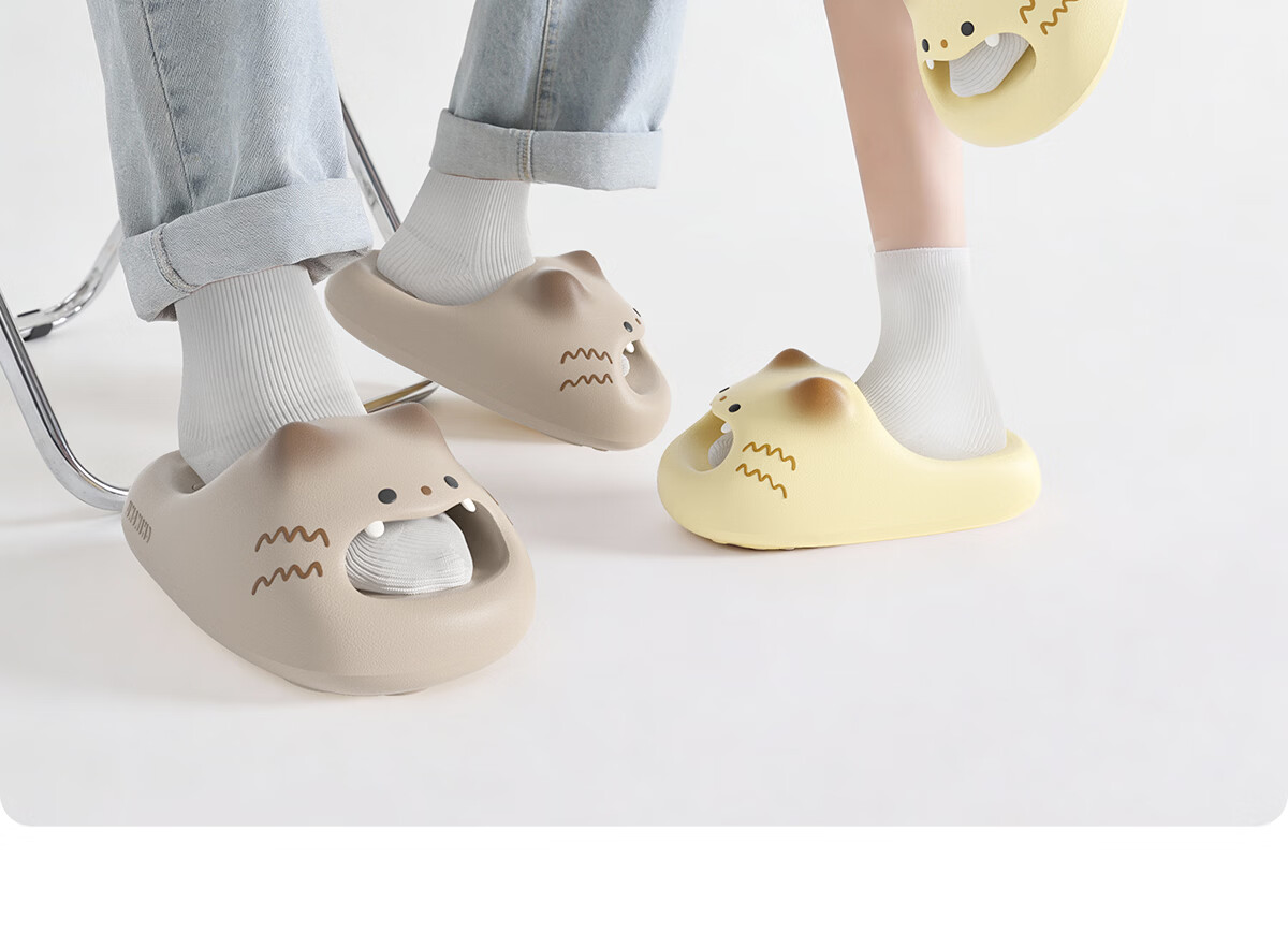 Chikoku Cute Cartoon Cat Paw Slippers Women's Summer New Thick Sole Home Non-Slip EVA Couple Sandals Men's Summer 25