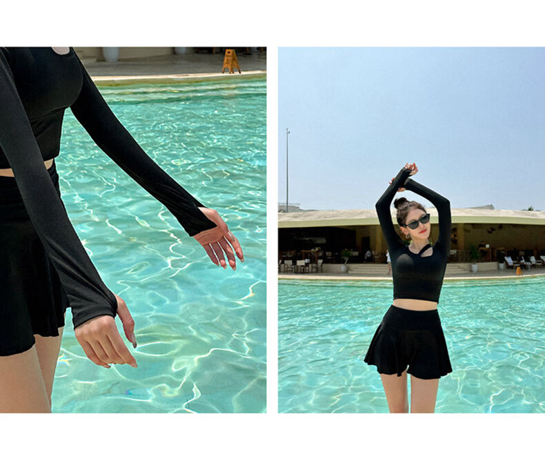 DK Women's New Sexy One-Piece Swimsuit Small Bust Conservative Tummy Control Slimming Korean Hot Spring Swimwear Island Travel L 13