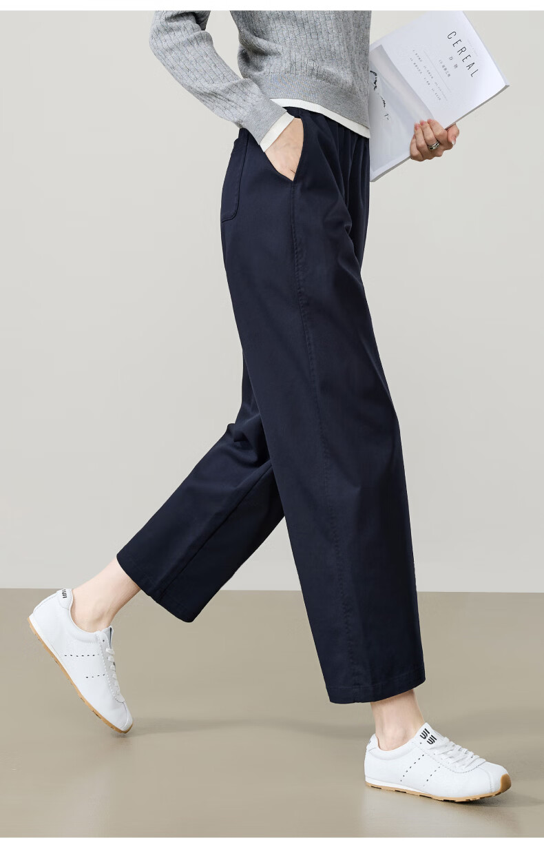 ESE-Y Laisai Cotton Lyocell Scythe Pants Women 26 Spring New Slim Fit Cropped Harem Straight Casual Pants Dark Blue 31 18