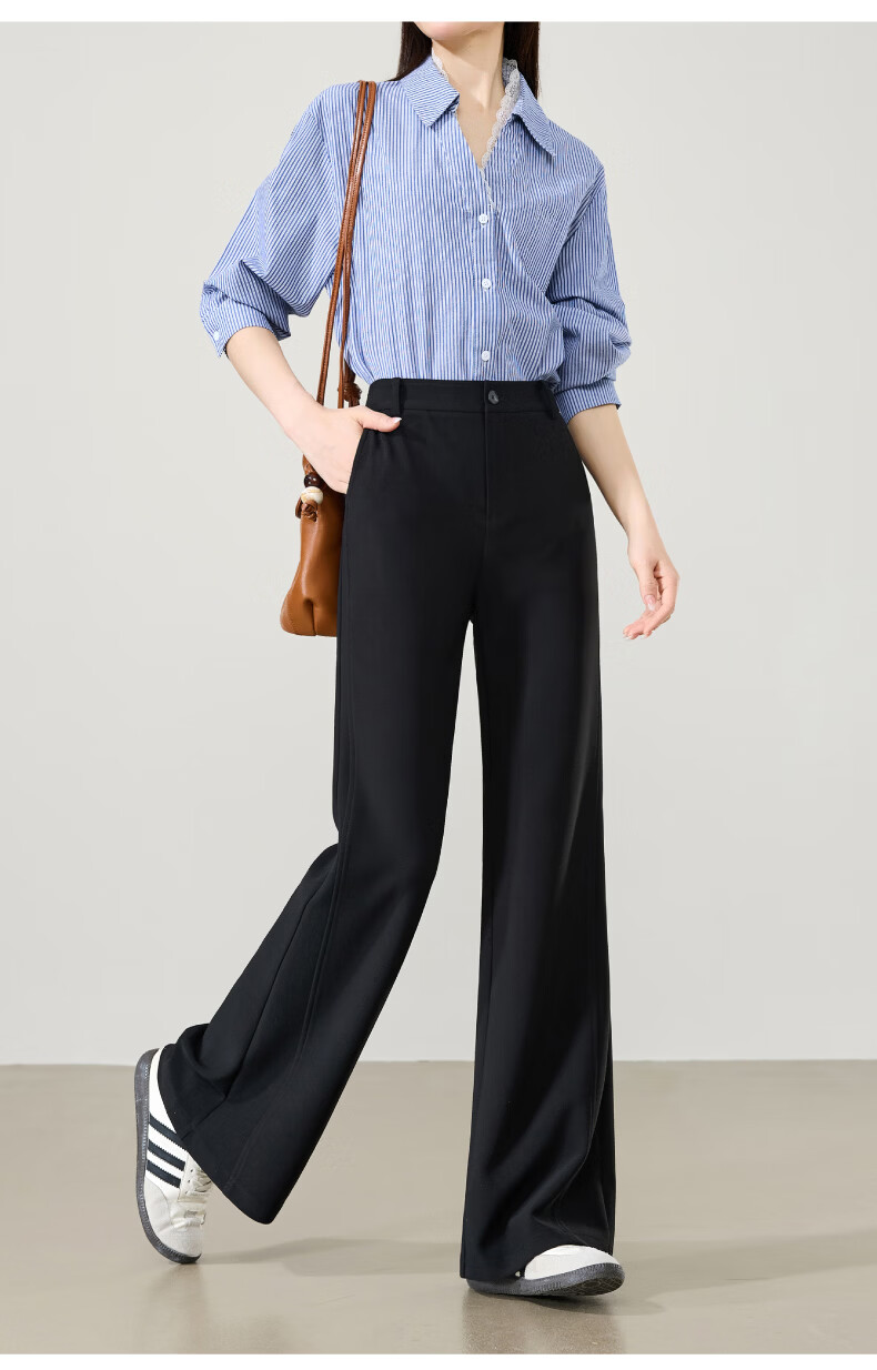 ESE-Y Women's Spring 2026 Slim Fit Stretch Office Flared Trousers Black Size 28 8