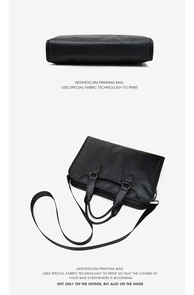 Lao Ren Tou Men's Briefcase Business Handbag Office Travel Shoulder Crossbody 13-inch Laptop Bag Birthday Gift 14