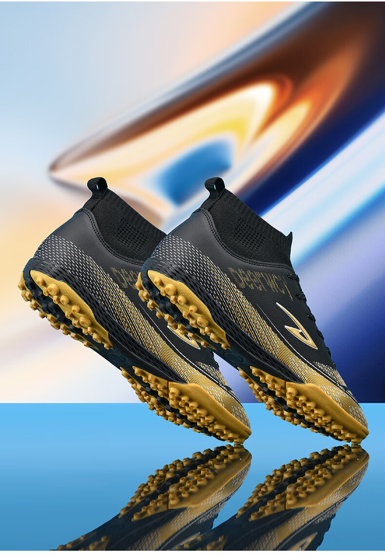 DEERWAY Adult Youth Soccer Shoes TF Turf Studs Non-Slip Durable Match Shoes Obsidian Gold TF Turf Studs Size 37 41