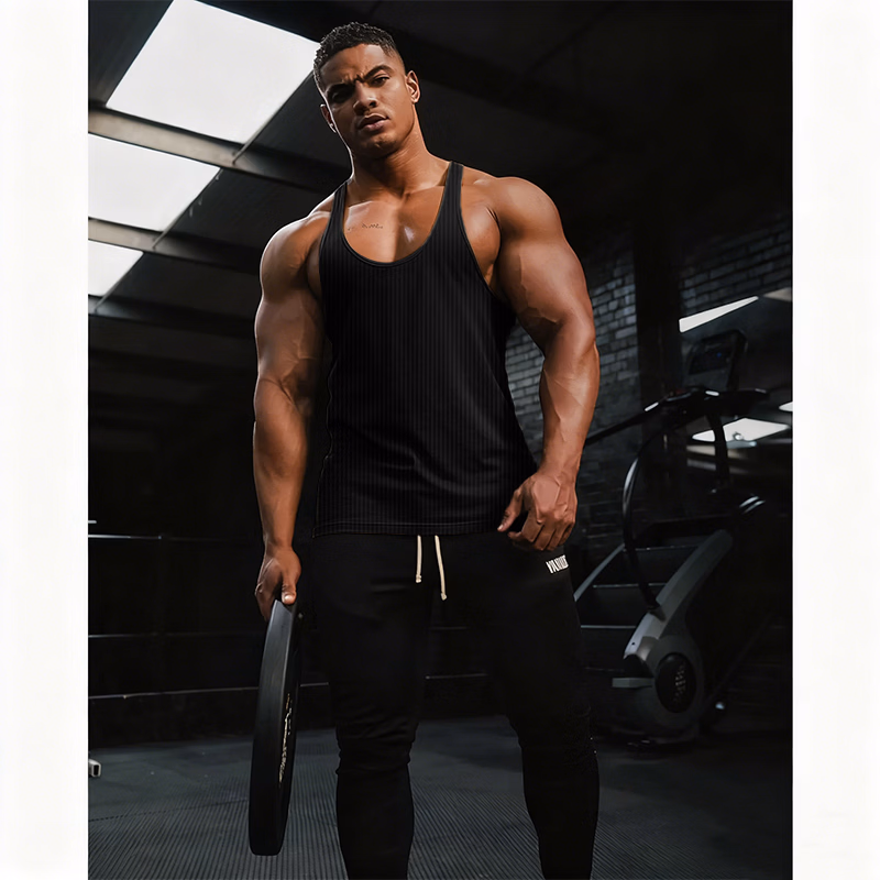American Fitness Men's Fitness Summer Vest Basketball Sports Show Muscle Loose Breathable Sleeveless Bottom Shirt_viptrois.com