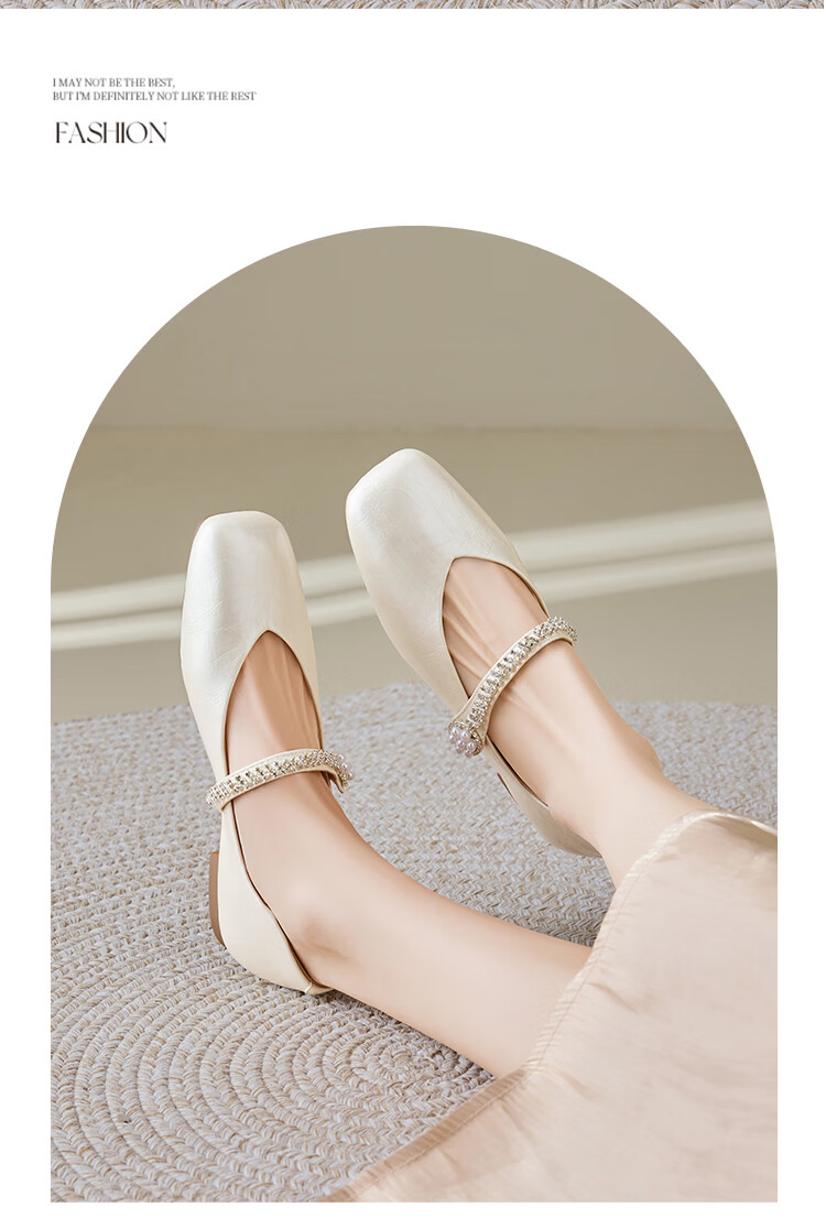 Zhuoshini Dress Single Shoes 2026 New Spring Autumn Qipao French Mary Jane Women's Flat Low Heel Leather Shoes Light Gold 38 15