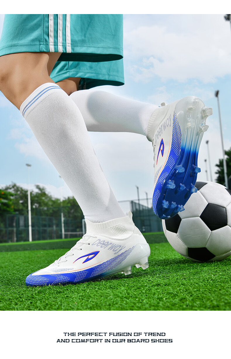 Delhui Men's AG Soccer Shoes High-Top Adult Large Size Youth Teen Student Professional Training Match Shoes 10