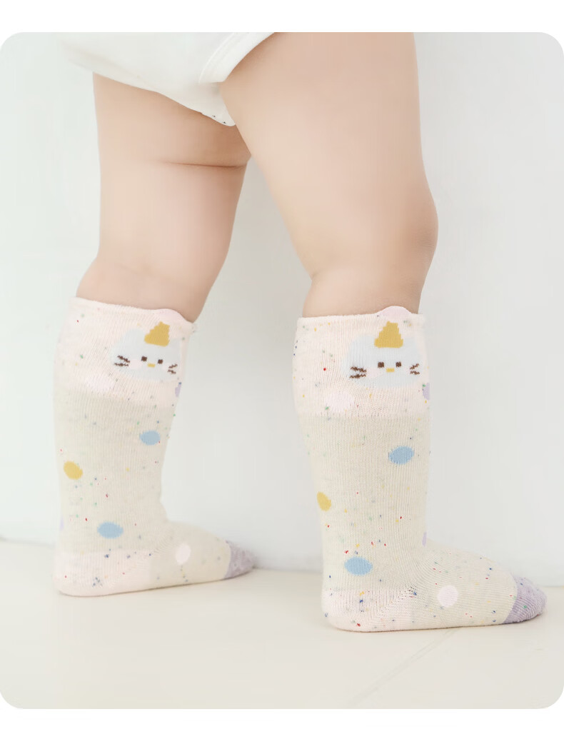 Growth Baby Socks Spring Autumn Seamless Cotton Newborn Princess Style Girls A-Class Loose Top Non-Binding Mid-Calf Socks for One Year Old 6