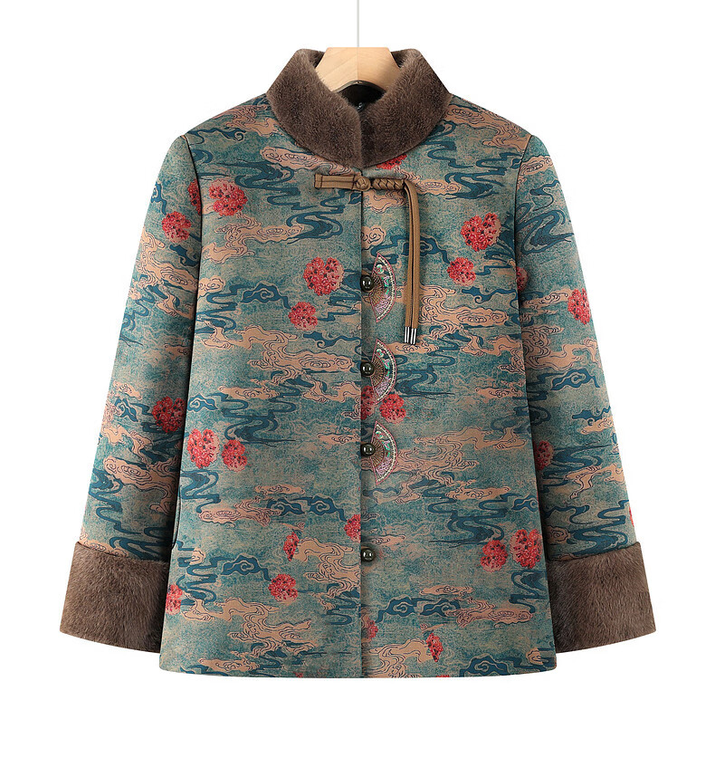 Fengxiao Mama Winter Coat Elderly Cotton-padded Jacket for Women 70-80 Years Old Mid-Aged and Senior Autumn Winter Thickened Fleece Lined Stylish Clothing 11