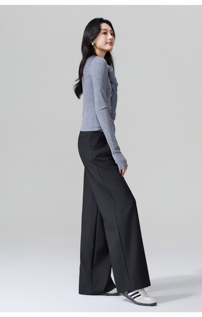 ESE-Y Lyocell Acetate Wide-Leg Suit Pants for Women 26 Spring New High-Intelligence Commuting Wide Straight Pants Gray 31 18