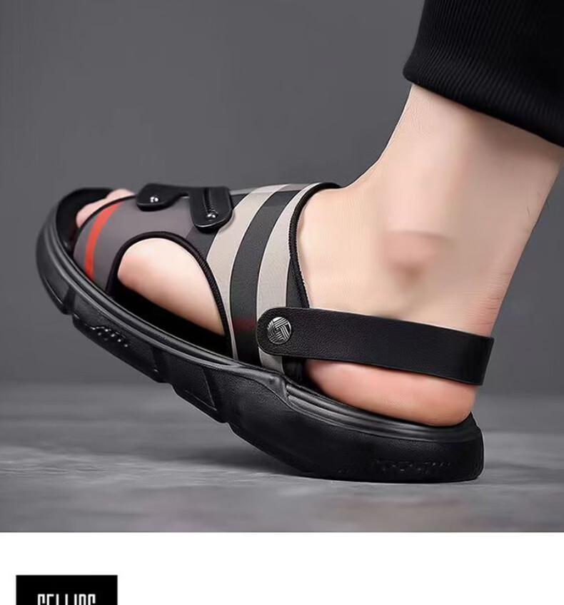 FOOTOPPO Men's Sandals Outdoor Leather Slippers Summer Non-Slip Elderly Thick-Soled Comfortable Slippers 6