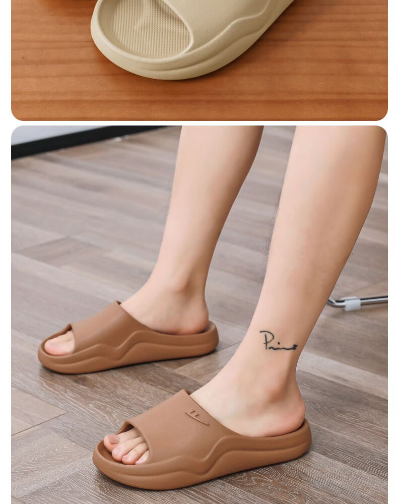 Warrior Men's Slippers HL0651 Comfortable Bathroom Non-Slip Odor-Resistant Sandals Size 44-45 Sandal Wood Color 18