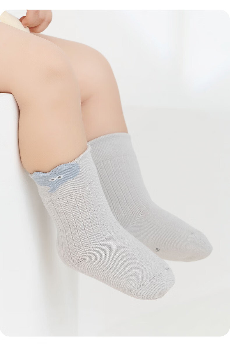 Baby Growth Socks Spring and Autumn Thin Breathable Seamless Newborn A-Class Antibacterial Soft Cuff Non-Restrictive Mid-Calf Cotton Socks 3