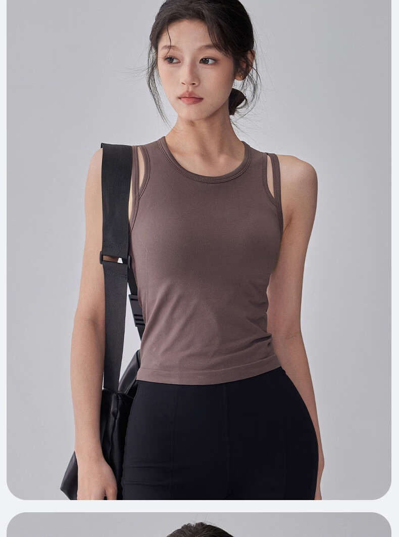 XUEXIMAN Integrated Sports Vest High-Intensity Shockproof Push-Up Fitness Pilates Sleeveless Quick-Dry Yoga Top 11