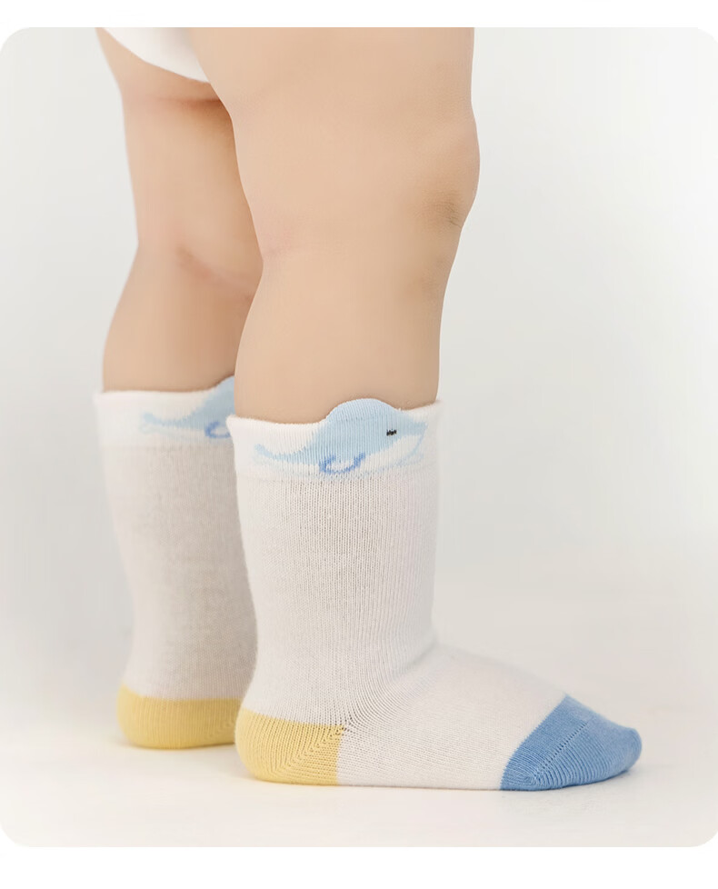 Growth Baby Socks Four Seasons Thin Cotton Seamless Antibacterial Boys Soft Cuff Non-Binding Anti-Pilling Mid-Calf Infant Socks Age 1 14
