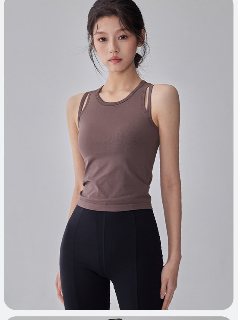 XUEXIMAN Integrated Sports Vest High-Intensity Shockproof Push-Up Fitness Pilates Sleeveless Quick-Dry Yoga Top 14