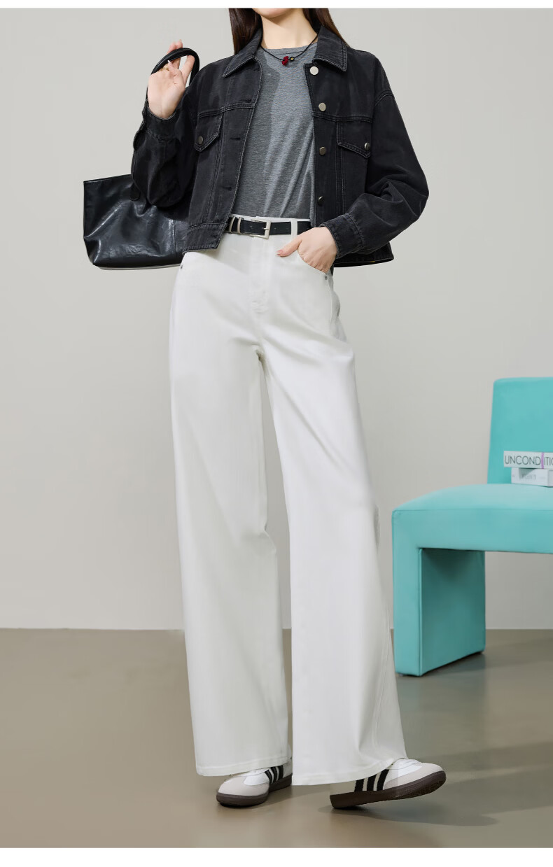 ESE-Y Deconstructed Wide-Leg Pants Women Spring 2026 New Lyocell Cotton Slim High-Waist Straight Denim Jeans Denim Blue 30 23