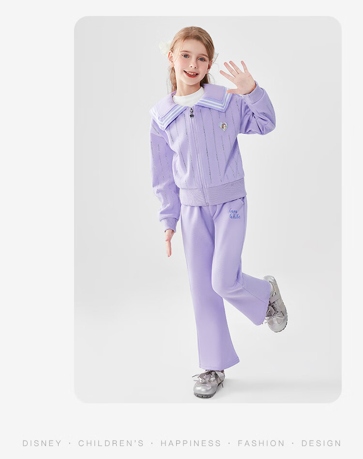 Disney Girls' Spring and Autumn Outfit 2026 Purple Size 160 Children's Jacket and Pants Sports Casual Set 22