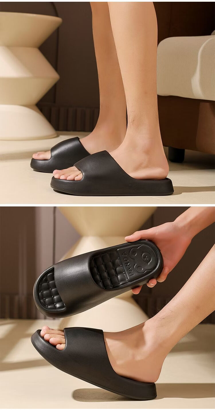 Zhiying Slippers Men Women Home Bath Thick Sole Bathroom Couple Non-slip Black 42-43 12
