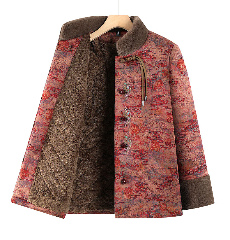 Fengxiao Mama Winter Coat Elderly Cotton-padded Jacket for Women 70-80 Years Old Mid-Aged and Senior Autumn Winter Thickened Fleece Lined Stylish Clothing 10
