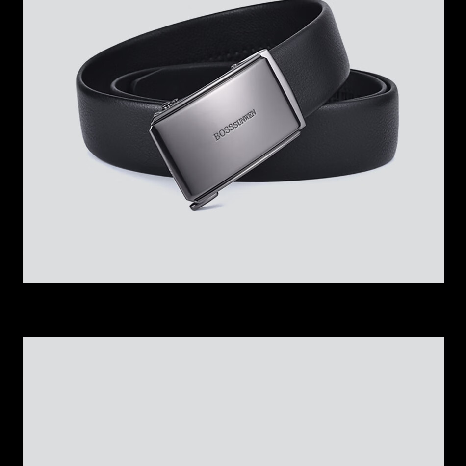BOSSSUNWEN Men's Genuine Leather First Layer Cowhide Automatic Buckle Belt Anniversary Father's Day Gift for Dad Husband 10