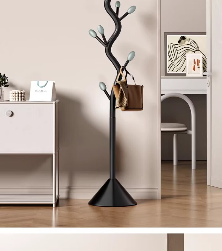 Yixuan Floor Clothes Rack Bedroom Coat Rack Bedside Hanging Rack Simple Standing Home Storage Rack Black 14