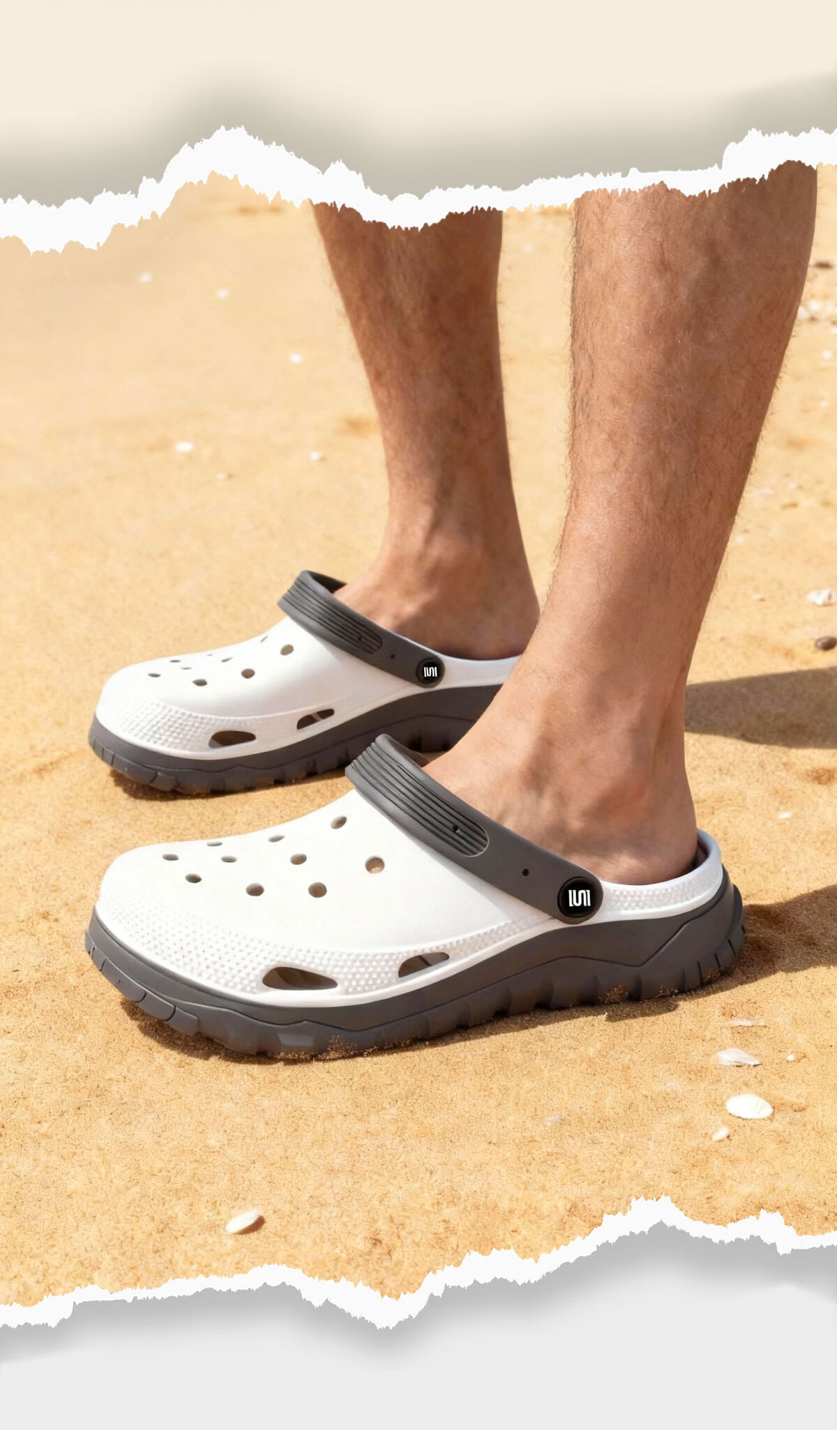 AMAZE-LULU Men's Two-Tone Clog Summer New Thick-Soled Non-Slip Outdoor Beach Sandals White Size 40-41 6