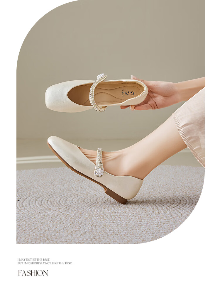 Zhuoshini Dress Single Shoes 2026 New Spring Autumn Qipao French Mary Jane Women's Flat Low Heel Leather Shoes Light Gold 38 3