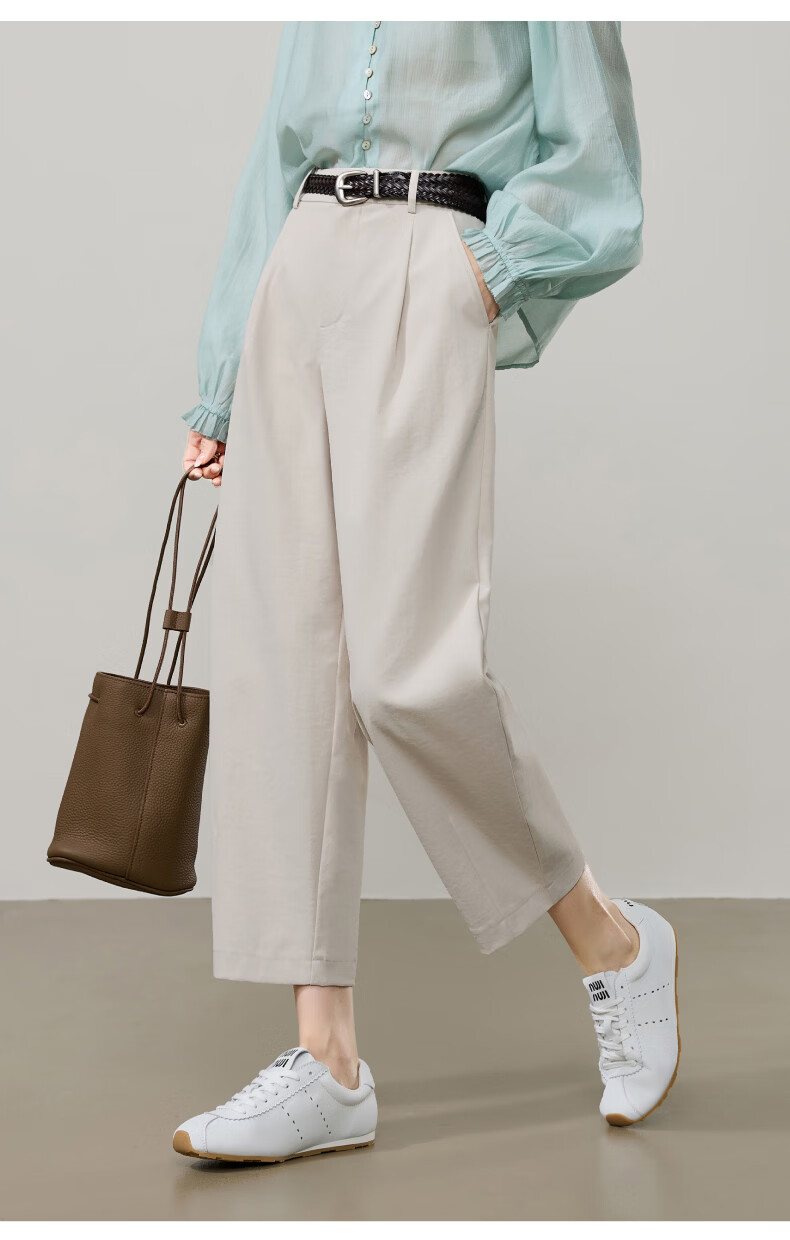 ESE-Y Women's Cropped Sickle Pants 2026 Spring Autumn Slim Fit Petite Harem Casual Pants Beige 29 20