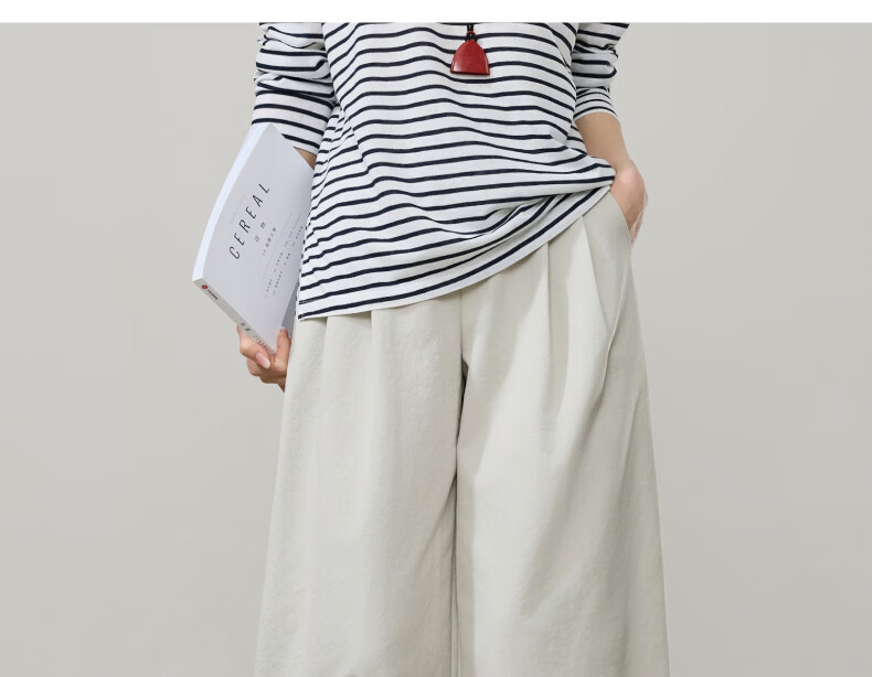 ESE-Y Wrinkle-Resistant Titanium Cotton Nine-Point Straight Wide-Leg Pants for Women 2026 Spring New Draped Casual Pants Navy Blue 27 28