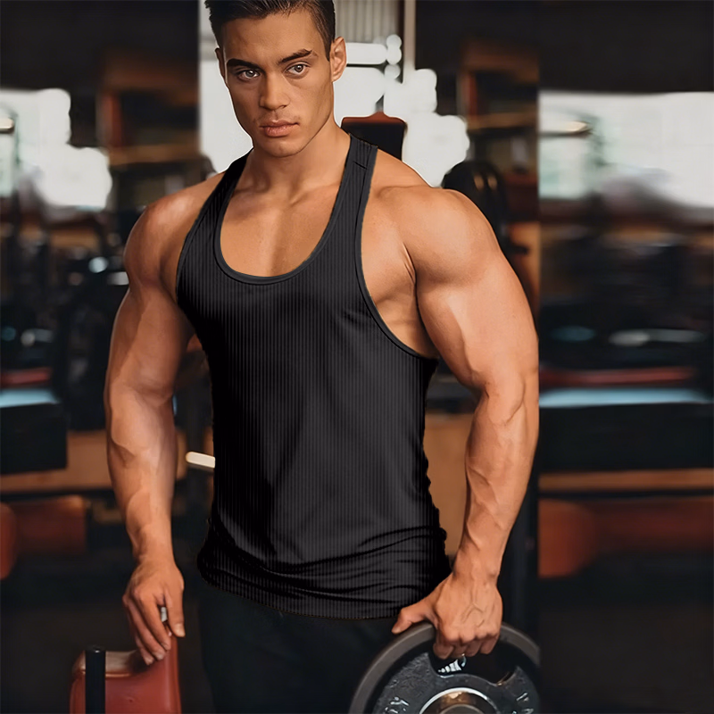 American Fitness Men's Muscle Loose Breathable Fitness Summer Vest Basketball Sports Sleeveless Bottom Shirt I-K153-White +Black Regular 3XL 180-100kg_viptrois.com