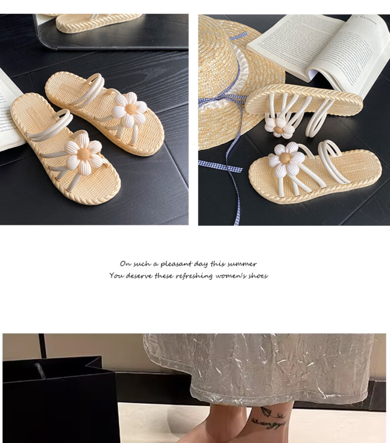 FOOTOPPO Women's Roman Sandals Flat Outdoor Slippers Beach Summer Non-Slip Soft Sole Sandals 12
