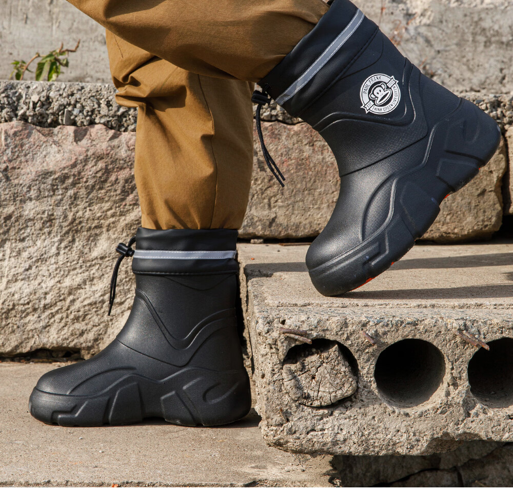 Paul Frank Professional Non-Slip Chef Shoes Outdoor EVA Rain Shoes Delivery Rider Water Shoes Fishing Rubber Shoes Black Size 41 11