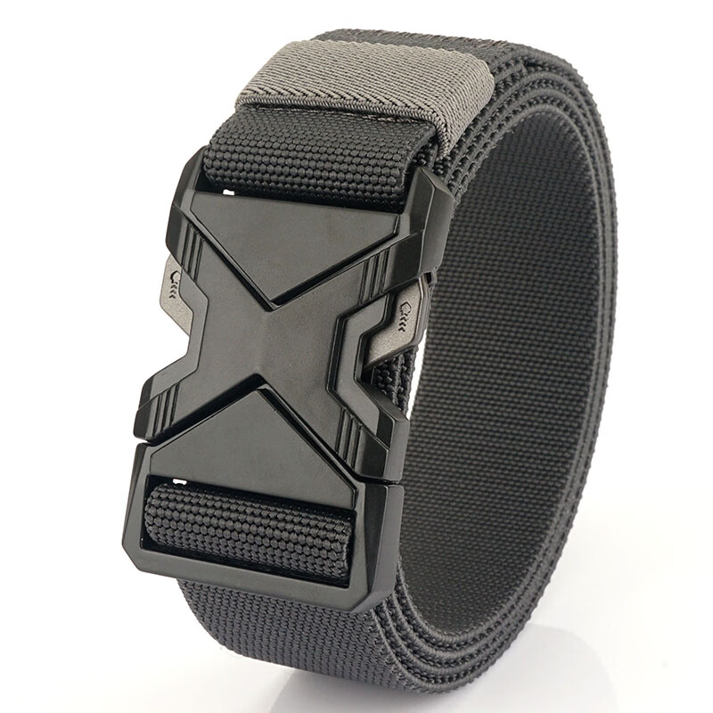 Aoweimei Outdoor Tactical Belt Elastic Nylon Men’s Woven Alloy Automatic Buckle Training Canvas Leather Belt 11