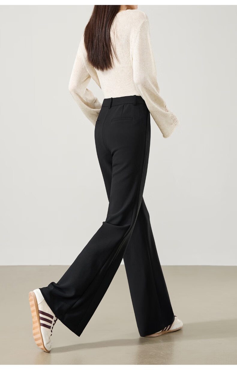 ESE-Y Women's Spring 2026 Slim Fit Stretch Office Flared Trousers Black Size 28 10