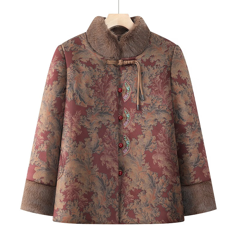 Fengxiao Mama Winter Coat Elderly Cotton-padded Jacket for Women 70-80 Years Old Mid-Aged and Senior Autumn Winter Thickened Fleece Lined Stylish Clothing 3