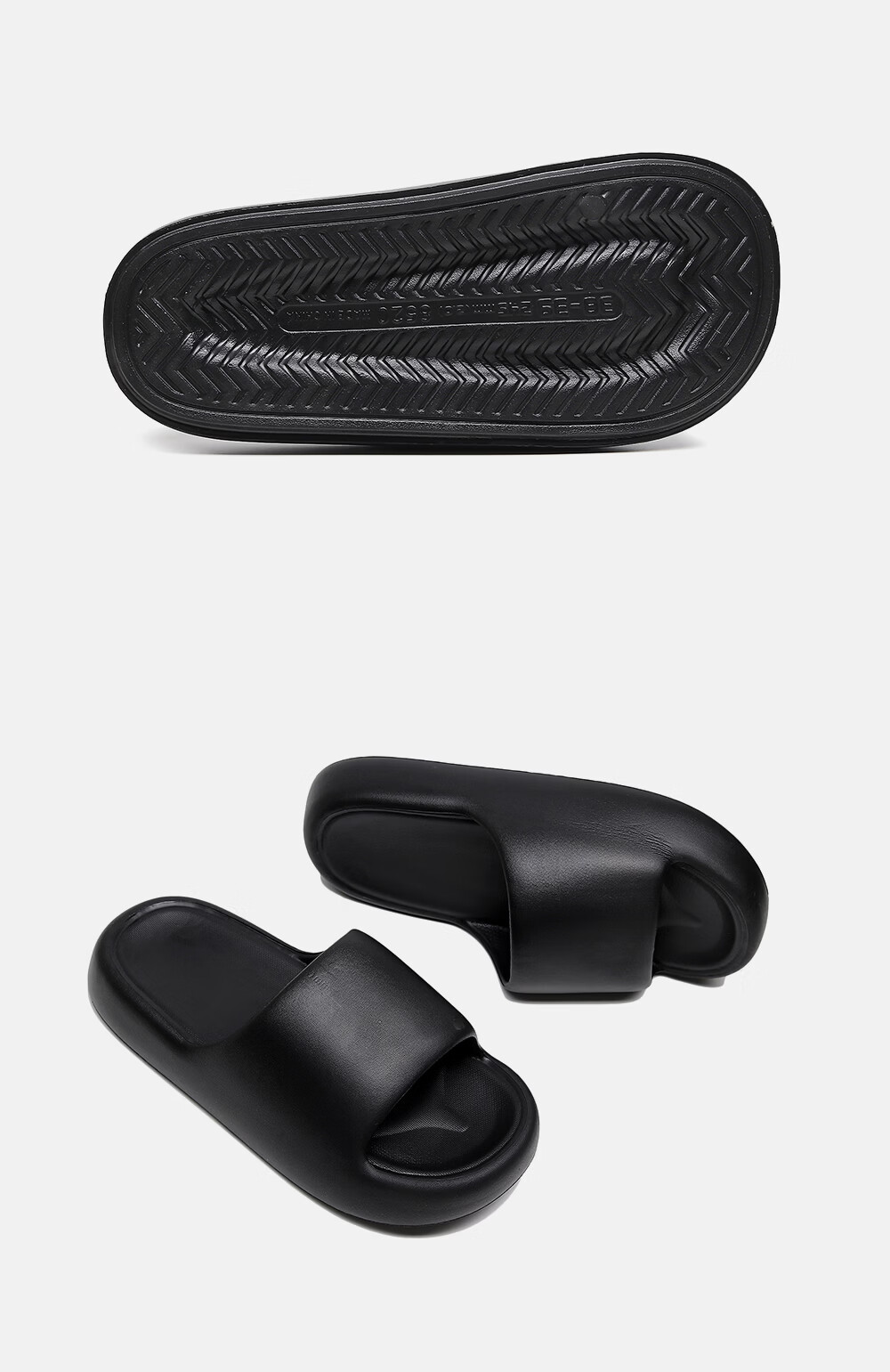 Biggator Plus Size Men's Non-Slip EVA Home Slippers 5051 Extra Large Thick Sole Summer Black 44-45 10