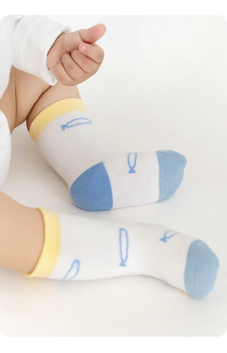 Growth Baby Socks Four Seasons Thin Cotton Seamless Antibacterial Boys Soft Cuff Non-Binding Anti-Pilling Mid-Calf Infant Socks Age 1 9