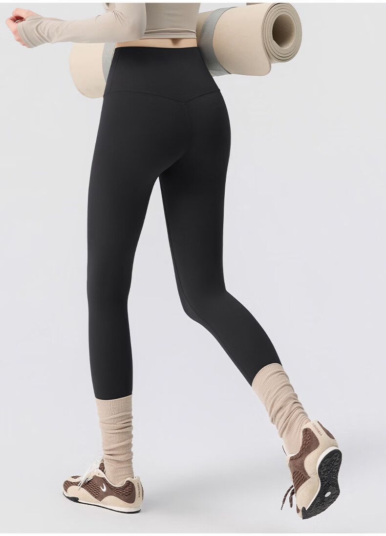 YouYou Seamless High-Waist Butt-Lifting Peach Hip Yoga Pants for Women, Khaki Brown, Size L 17