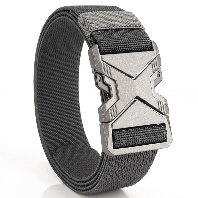 Aoweimei Outdoor Tactical Belt Elastic Nylon Men’s Woven Alloy Automatic Buckle Training Canvas Leather Belt 13