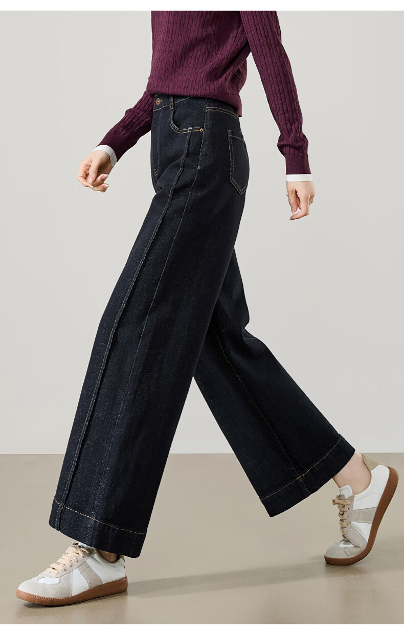ESE-Y Women's 9/10 Wide Hem Straight Leg Jeans 2026 Spring New Slim Split Wide Leg Pants Black Gold Size 29 21