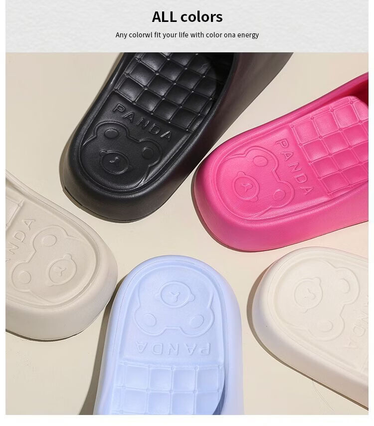 Zhiying Slippers Men Women Home Bath Thick Sole Bathroom Couple Non-slip Black 42-43 4