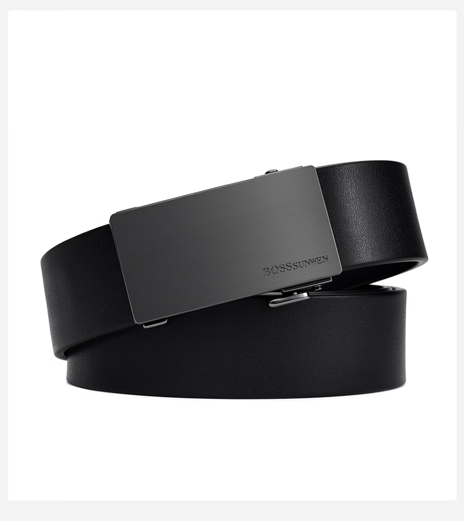 BOSSSUNWEN Premium Men's Leather Belt with Automatic Buckle, Luxury First Layer Cowhide, High-End Gift Box for Husband Boyfriend 23