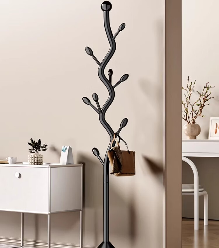 Yixuan Floor Clothes Rack Bedroom Coat Rack Bedside Hanging Rack Simple Standing Home Storage Rack Black 15