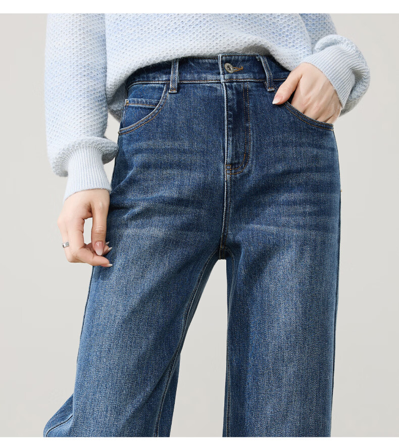 ESE-Y Wide-Leg Retro Petite Straight-Leg Jeans for Women 2026 Spring Slim Fit Black 30 26