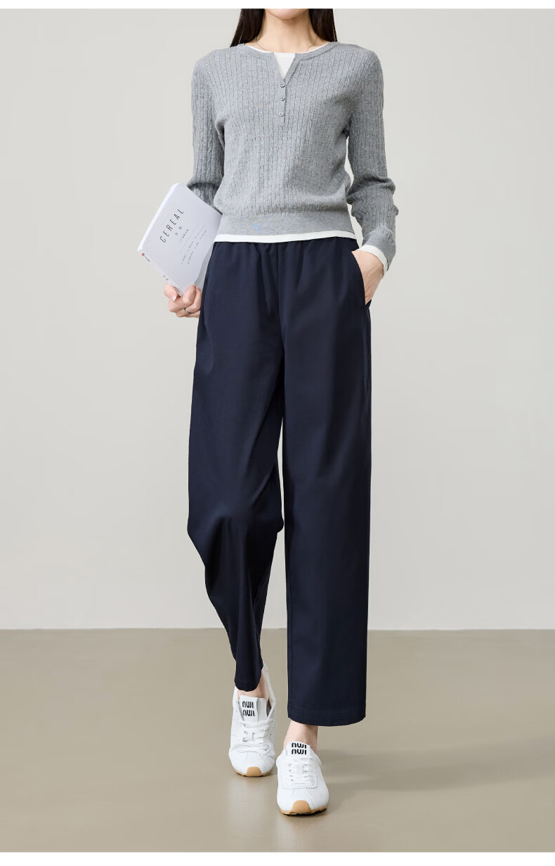 ESE-Y Laisai Cotton Lyocell Scythe Pants Women 26 Spring New Slim Fit Cropped Harem Straight Casual Pants Dark Blue 31 17