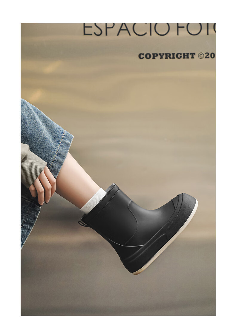 KINGLOVOUN Women's Stylish Rain Boots Cute Waterproof Non-slip Rubber Shoes Outdoor Low-cut - 009 - White - Size 37 13