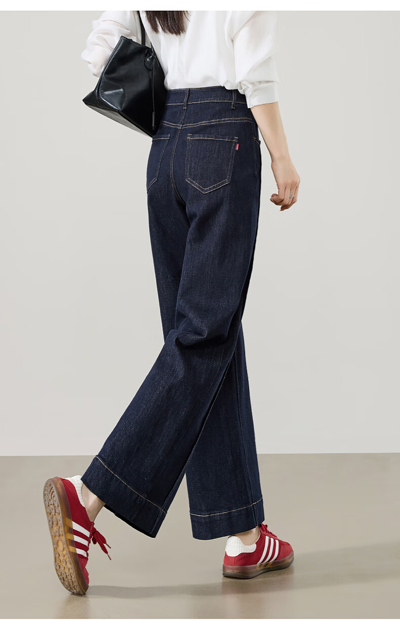 ESE-Y Women's 9/10 Wide Hem Straight Leg Jeans 2026 Spring New Slim Split Wide Leg Pants Black Gold Size 29 17