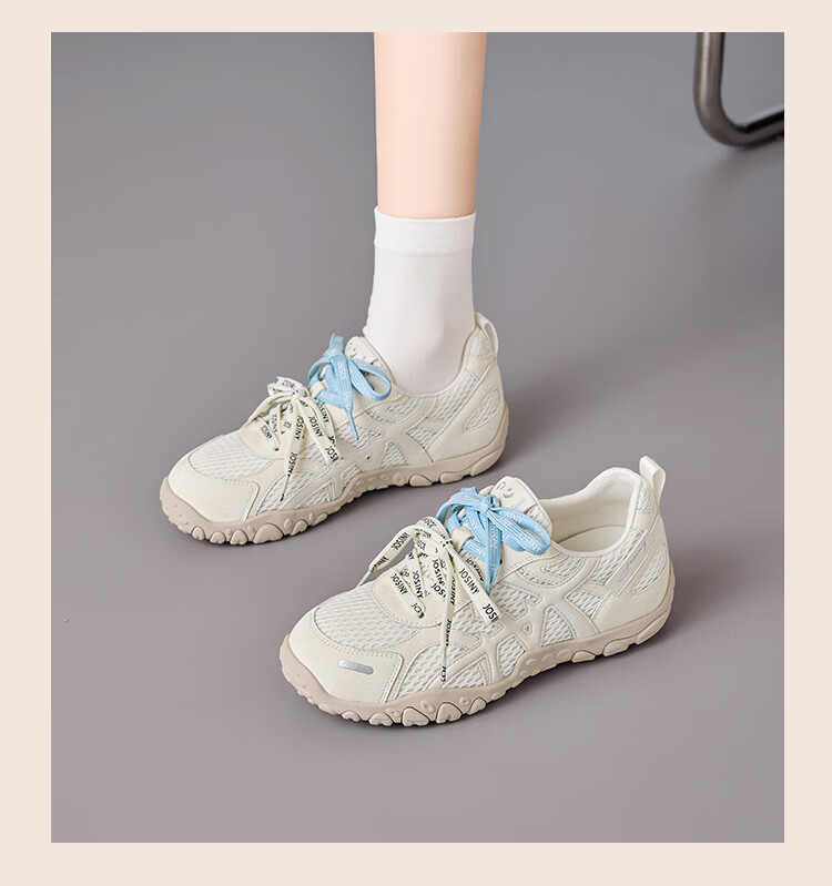 Zhuoshini Thick Sole Derby Shoes 2026 Spring New Women's Mesh Casual Breathable Agan Sneakers Sports Shoes Light Gray Size 38 10