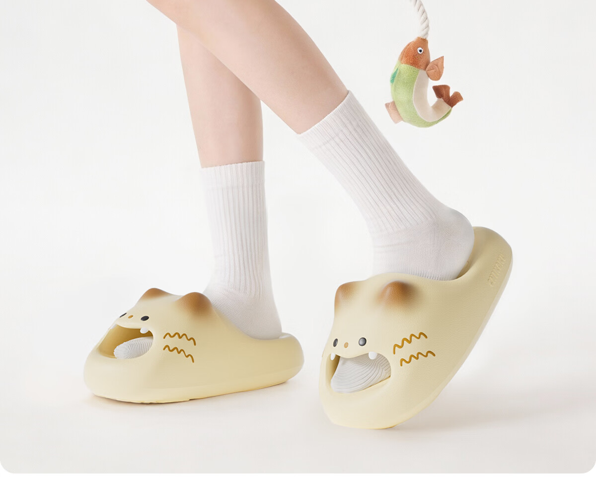 Chikoku Cute Cartoon Cat Paw Slippers Women's Summer New Thick Sole Home Non-Slip EVA Couple Sandals Men's Summer 21