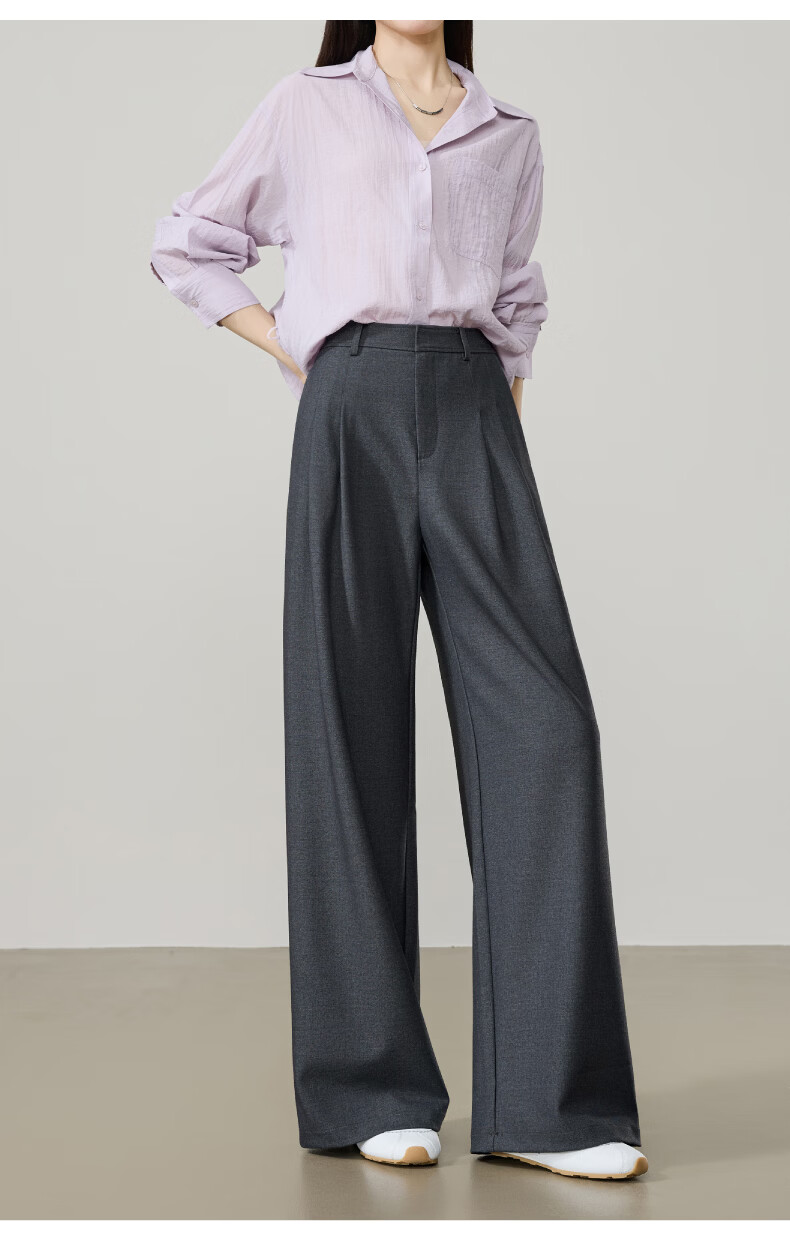 ESE-Y Lyocell Acetate Wide-Leg Suit Pants for Women 26 Spring New High-Intelligence Commuting Wide Straight Pants Gray 31 20