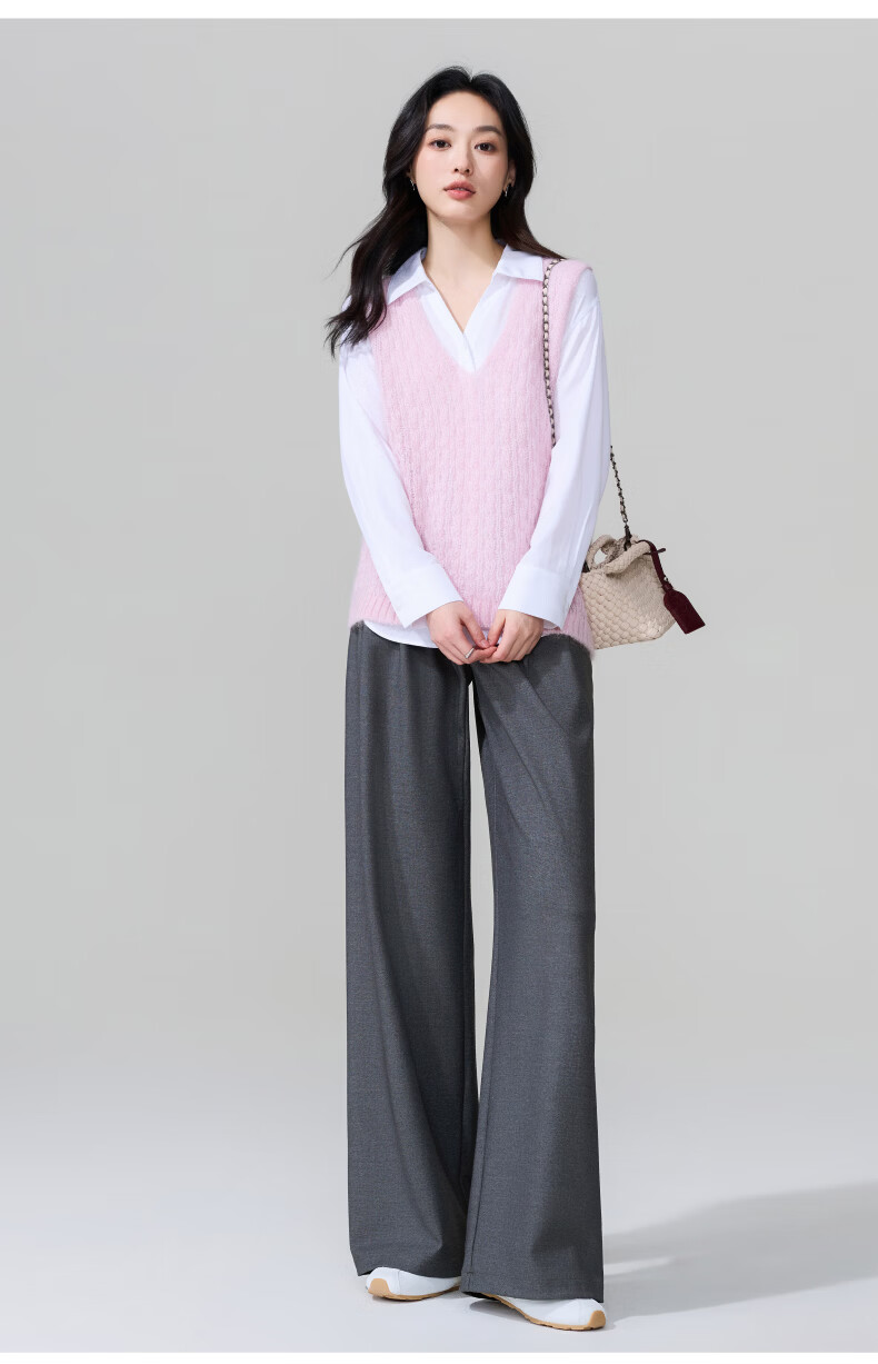 ESE-Y Lyocell Acetate Wide-Leg Suit Pants for Women 26 Spring New High-Intelligence Commuting Wide Straight Pants Gray 31 19